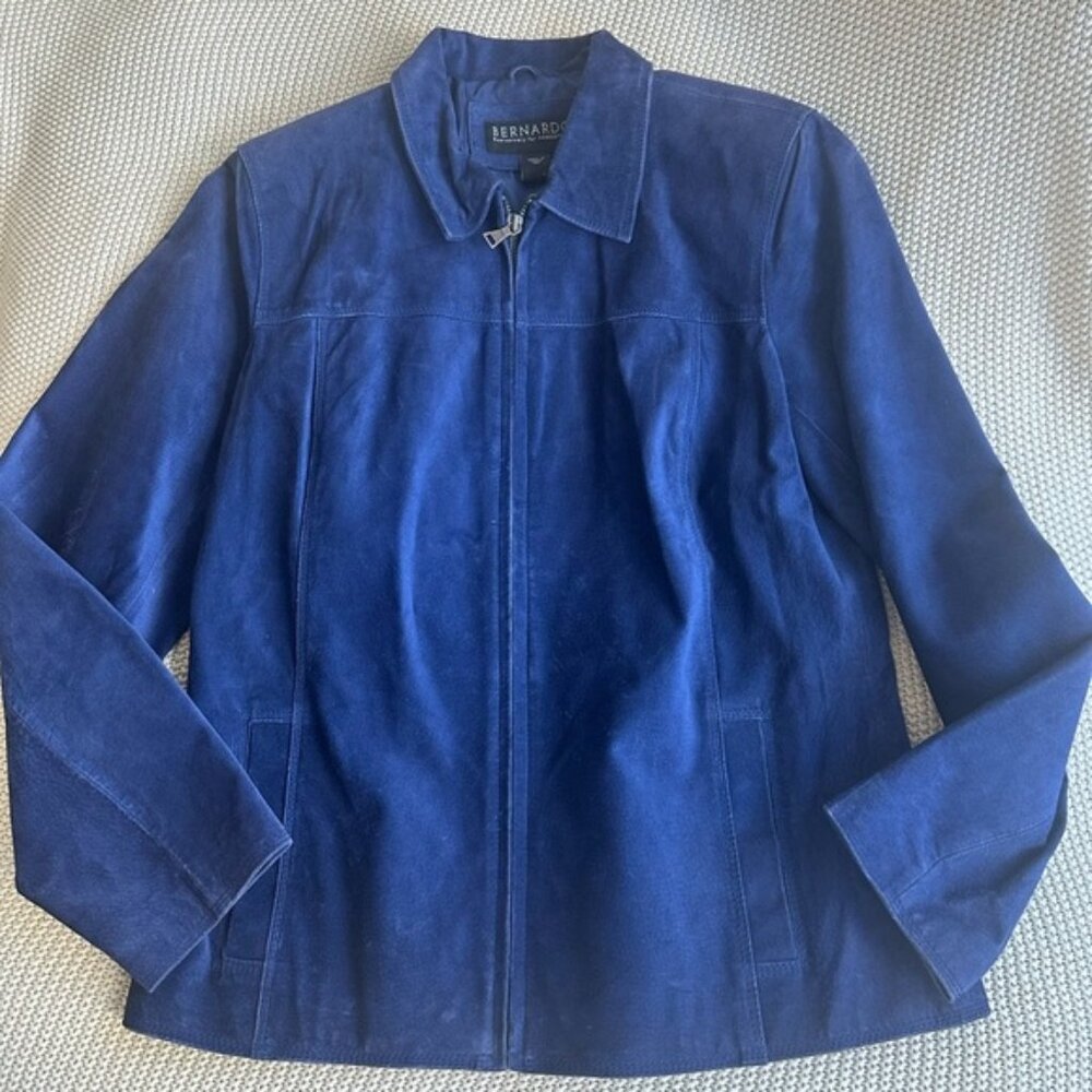 Vintage Royal Blue Suede Leather Jacket